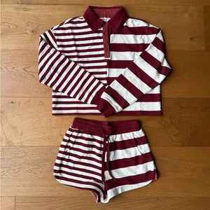 Beach Riot, Striped Maroon and White Long Sleeve Set